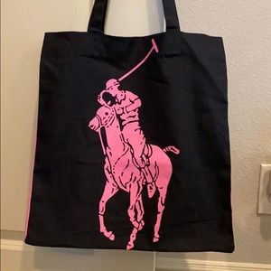 Black & pink Ralph Lauren canvas tote